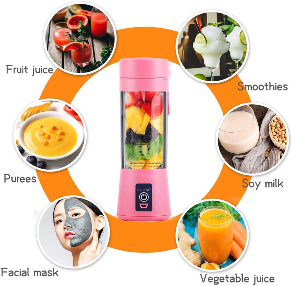 1pc Purple Wireless Portable Blender With 6 Blades, Usb Rechargeable Mini  Juice Blender Cup For Smoothies, Juice, Milk, Fruits And Vegetables